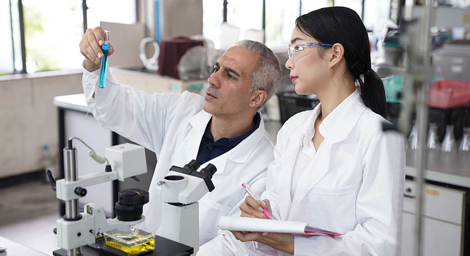 Experts conducting supplement ingredient analysis in a laboratory