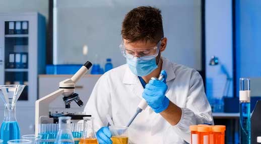 In-house pilot testing of a custom supplement formula before scale-up.